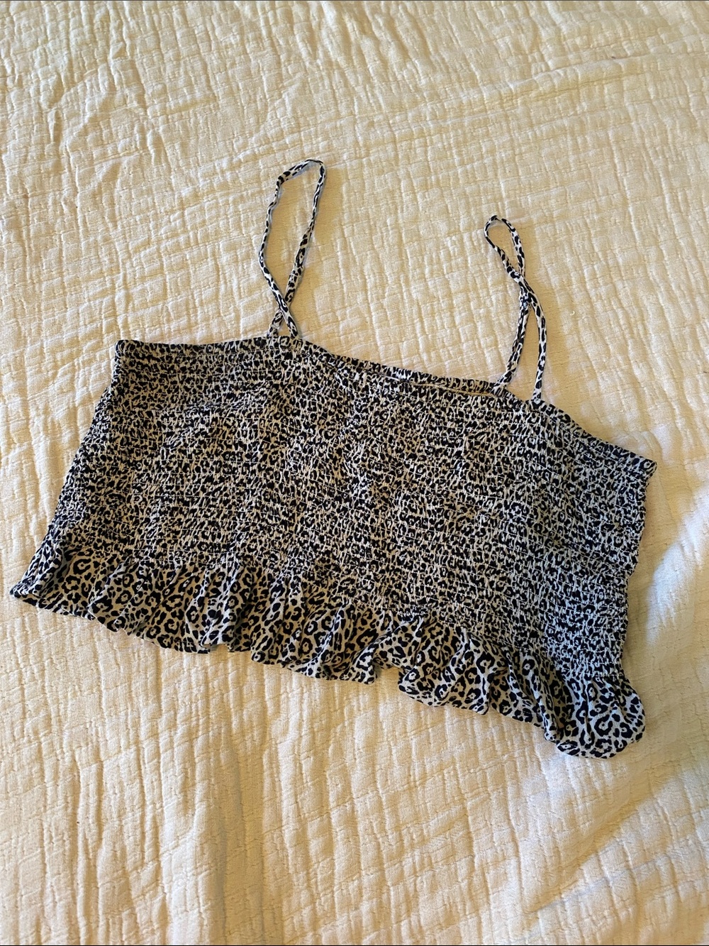 American Eagle Leopard Ruffle Cami Top